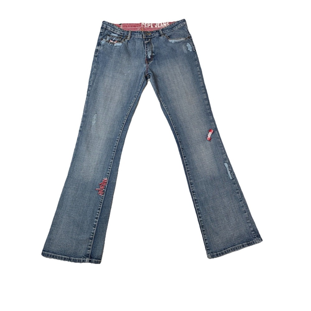 VTG Pepe London Jeans Womens 31x32 Designer Y2K BootCut Urban Streetwear